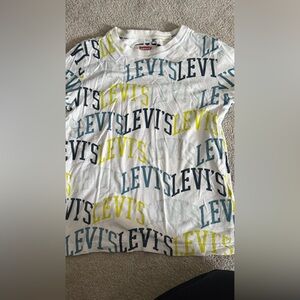 Levi's White Short Sleeve Tee with Blue & Yellow Logo Print